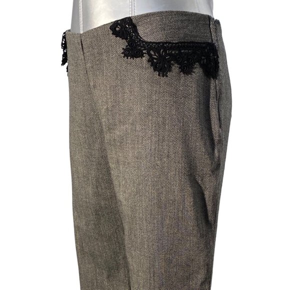 VTG Louis Verdad 8 Dress Pants Black White Tweed Pockets Lace Trim Wide Leg Work - Picture 3 of 7